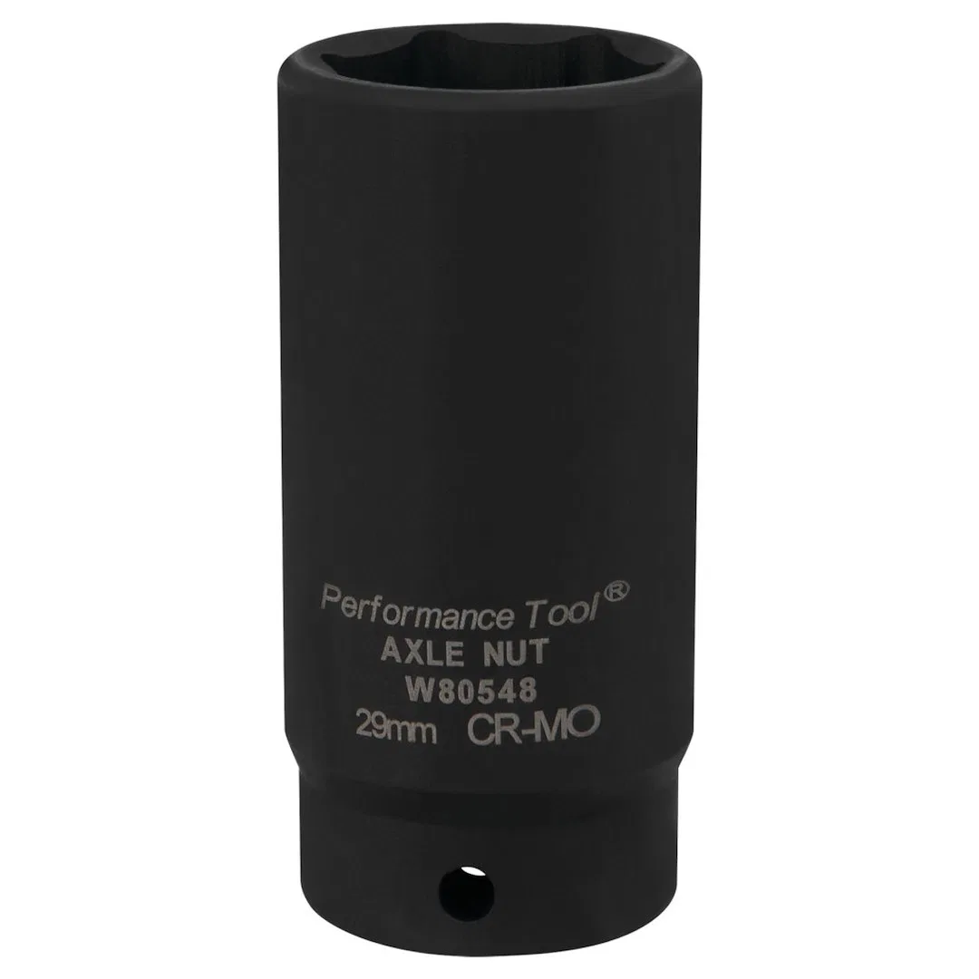 W80548 – PERFORM TOOL Socket, 1/2 Inch Drive 29 Millimeter Metric Front Wheel Drive Axle Nut Socket Black Chrome Moly...